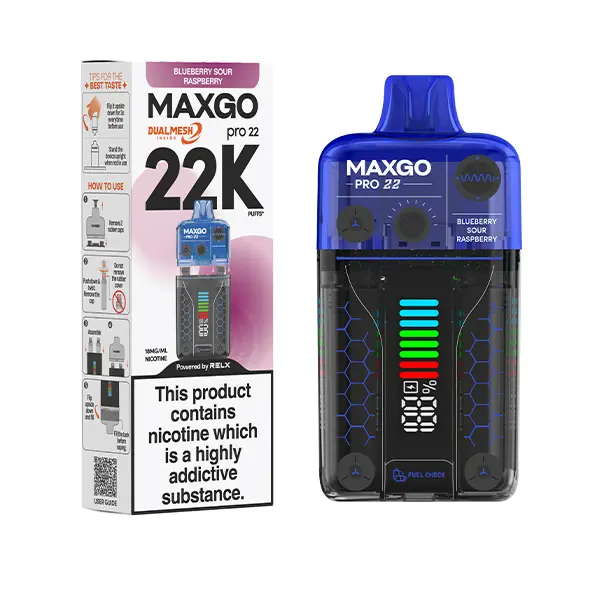 Blueberry Sour Raspberry RELX MaxGO Pro 22K Disposable Vape Kit 